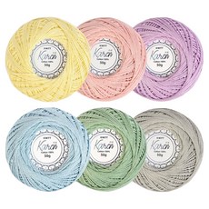 니뜨 카렌 코튼 뜨개실 50g 6종 세트, 01 파스텔, 1개 01 파스텔, 1개