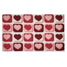 可愛微笑防滑浴室地墊, 1個, 格子愛心