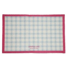 微笑可愛防滑浴室地墊, 1個, 藍色格紋