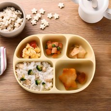 LocknLock 樂扣樂扣 Little Luv系列矽膠吸盤式餐盤, 黃色, 1個