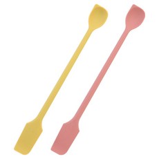 JR 실리콘 양방향 버터 쨈 나이프 겸용 알뜰주걱 롱스푼 2종 세트, 머스타드, 핑크, 1세트