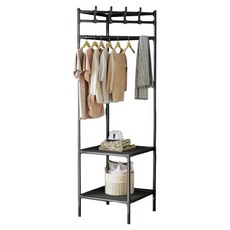 Benhome 簡約角落立式雙層衣架, 黑色