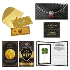 幸運象徵 高級VIP 2美元黃金雙面紙鈔 + 黃金硬幣 + 24k黃金防電磁波貼紙 + 四葉草真花VIP塗層折疊卡信封組, 混合色, 1套