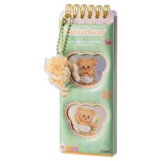 deLi 得力 奶油熊 壓紋硬殼線圈鑰匙圈迷你筆記本 60張, 綠色, 1個