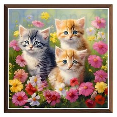 스모글 고양이 보석 십자수 세트 30 x 30 cm, 꽃밭, 1세트