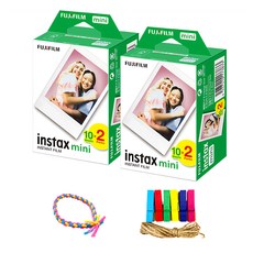 FUJIFILM 富士 Instax mini 空白底片 40張 + 髮圈 + 彩色木夾 + 麻繩, 單一商品, 1組
