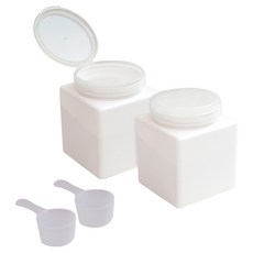 圓蓋洗衣粉分裝瓶 L + 湯匙組, 白色, 2套