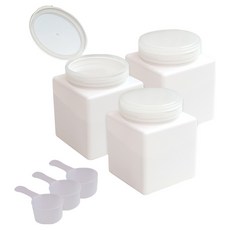 圓形蓋洗衣粉分裝容器 L + 湯匙組, 白色, 3套