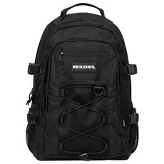 NEIKIDNIS 網帶設計後背包, 黑色
