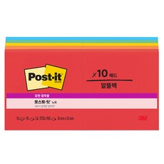 3M Post-it 利貼 強力黏貼便條紙 玩趣原色 654-5SSAN, 10個, 90入, 混合色
