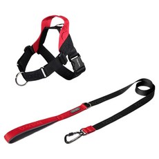 분독 강아지 오리지널 카라비너 리쉬 + 0109 하네스 세트, 블랙, 1세트