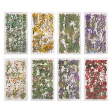 Khohimo 透明貼紙 花朵 樹葉 手帳裝飾貼紙 8款組合, 1套, 混合色