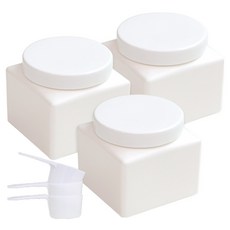 圓形蓋洗衣粉分裝容器 S + 湯匙組, 白色, 3套