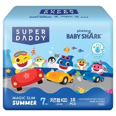 슈퍼대디 아기상어 매직슬림 썸머 팬티형 기저귀, 키즈형(Kid), 18매