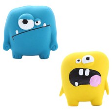 DING DONG PET 狗狗怪獸朋友吱吱乳膠玩具2件組, 01 藍色, 黃色, 1套