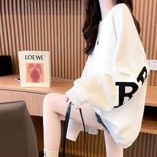 MEICHEL 大字母印花春秋寬鬆版型大學T 10091