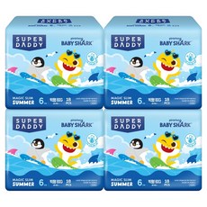 슈퍼대디 아기상어 매직슬림 썸머 팬티형 기저귀, 빅형(Big), 72매