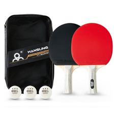 Hansung Sports 桌球拍 2入 + 桌球 3入 + 收納袋組 TT-002, 1套, 單一商品