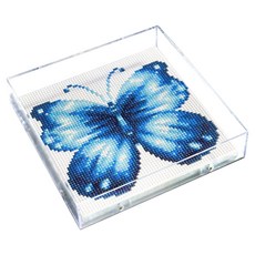 Blingbling 壓克力畫框式鑽石畫 AB 圓珠套組 17.2 x 17.2 cm, 1套, BLAF-006 蝴蝶 藍色