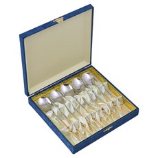 H.Jin 典雅梅花金湯匙筷子5入+收納盒組合, 1套, 湯匙5p + 筷子5p + 收納盒 + 禮品包裝, 混合顏色