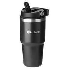 EYN STORY I'm Bottle 吸管保溫保冷隨行杯, 1個, 黑色