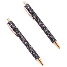 미소로운 고급스러운 답례용 장식볼펜 1mm, 스팽글블랙, 2개