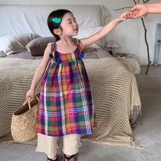 Arbe 女童Maes格紋連身裙