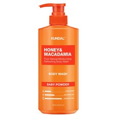 KUNDAL 昆黛爾 蜂蜜與夏威夷果純潔沐浴乳 嬰兒爽身粉香, 718ml, 1個