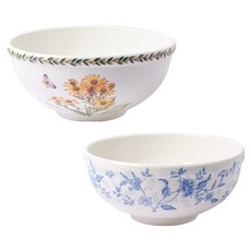 復古經典雙人湯碗組, 1套, 法式花園, 皇家藍