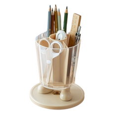 빅벅 파스텔 모던 회전 칸막이 분리형 투명 연필꽂이, 커피, 1개