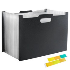 Dear Casa 透明索引13格文件整理風琴式直立文件夾, 黑色, 1個