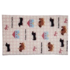 Misoroun 可愛小狗防滑浴室地墊, 1個, 粉紅色格紋