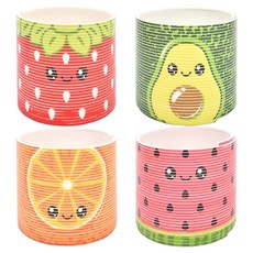 水果彩虹色環彈簧4件組, 1套, 草莓, 酪梨, 柳橙, 西瓜