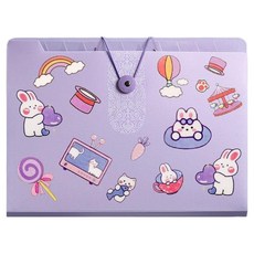 올인셀 데일리 아코디언 파일 12칸 A4 + 스티커 세트, 스타 바이올렛(파일), 1세트