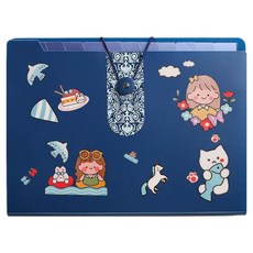 All in Cell 每日風琴夾 5層 A4 + 貼紙套組, 1套, 深藍色(文件夾)