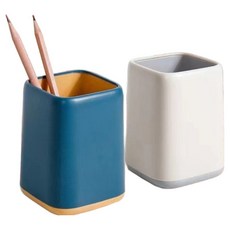 재마로 오피랩 심플 연필꽂이 화장품정리 10.5 x 8 x 8 cm, 블루, 화이트, 2개