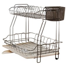 ENEX 經典款碗盤瀝水架, 不鏽鋼 + 象牙白, 1個, 2層