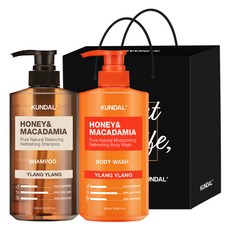 KUNDAL 昆黛爾 洗髮精 500ml + 沐浴乳 500ml 2入禮盒 E 依蘭 + 黑色提袋, 1套