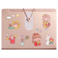 올인셀 데일리 아코디언 파일 8칸 A4 + 스티커 세트, 체리 핑크(파일), 1세트