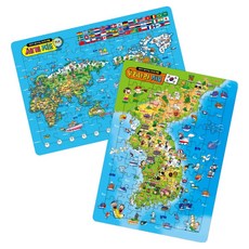 益智IQ.EQ拼圖 世界地圖+韓國地圖套組, 吉優坊