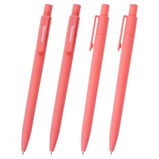 Momodi 超低黏度按壓式Moment原子筆 0.38mm, 紅色, 4個