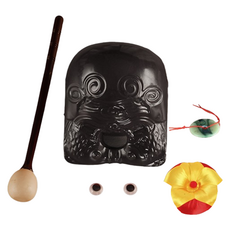 Dimis 釋迦誕辰日 木魚 9cm + 眼睛 + 玉珮 + 墊子 套組, 1套, 黑色(木魚)