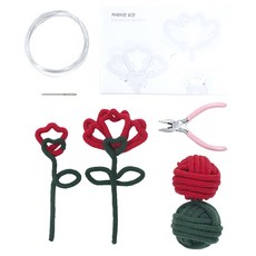 Mellowstory Stationery 特別紀念日禮品 針織字母DIY組合 康乃馨, 1套, 紅色 + 森林綠