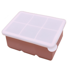 Hub On 矽膠方形副食品冰磚盒 大型 6格 17 x 12 x 5.3 cm, 1個, 粉紅色