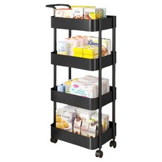 Wanteque 移動式窄版簡約推車, 4層, 黑色