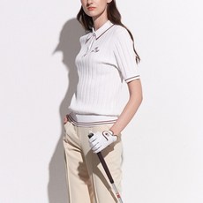 가먼트골프 여성용 케이블 카라 풀오버 반팔 니트 골프 상의 GFKPD252