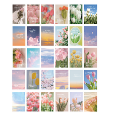 Leobins 感性室內裝飾明信片卡片 從夢中醒來的地方 30款套組, 混色, 1套