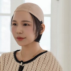 GabalNara 女性用真髮嬰兒髮內襯帽, 1個, 米色 + 自然黑色