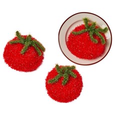 Modern House 豐盈泡沫手工編織番茄造型菜瓜布, 1入, 3個