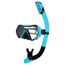 MASE 防進水單鏡式 Aqua Free 浮潛面鏡 + 呼吸管套組, 天空藍
